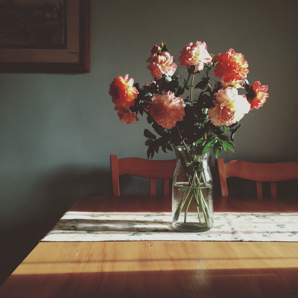 A vase of flowers on a table | Source: No source