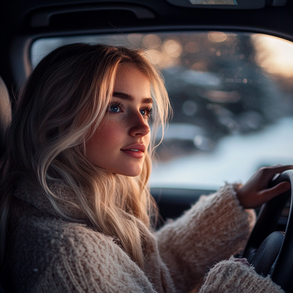 A woman driving a car | Source: No source