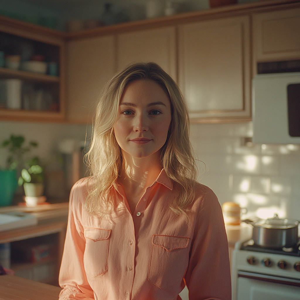 A woman standing in a kitchen | Source: No source