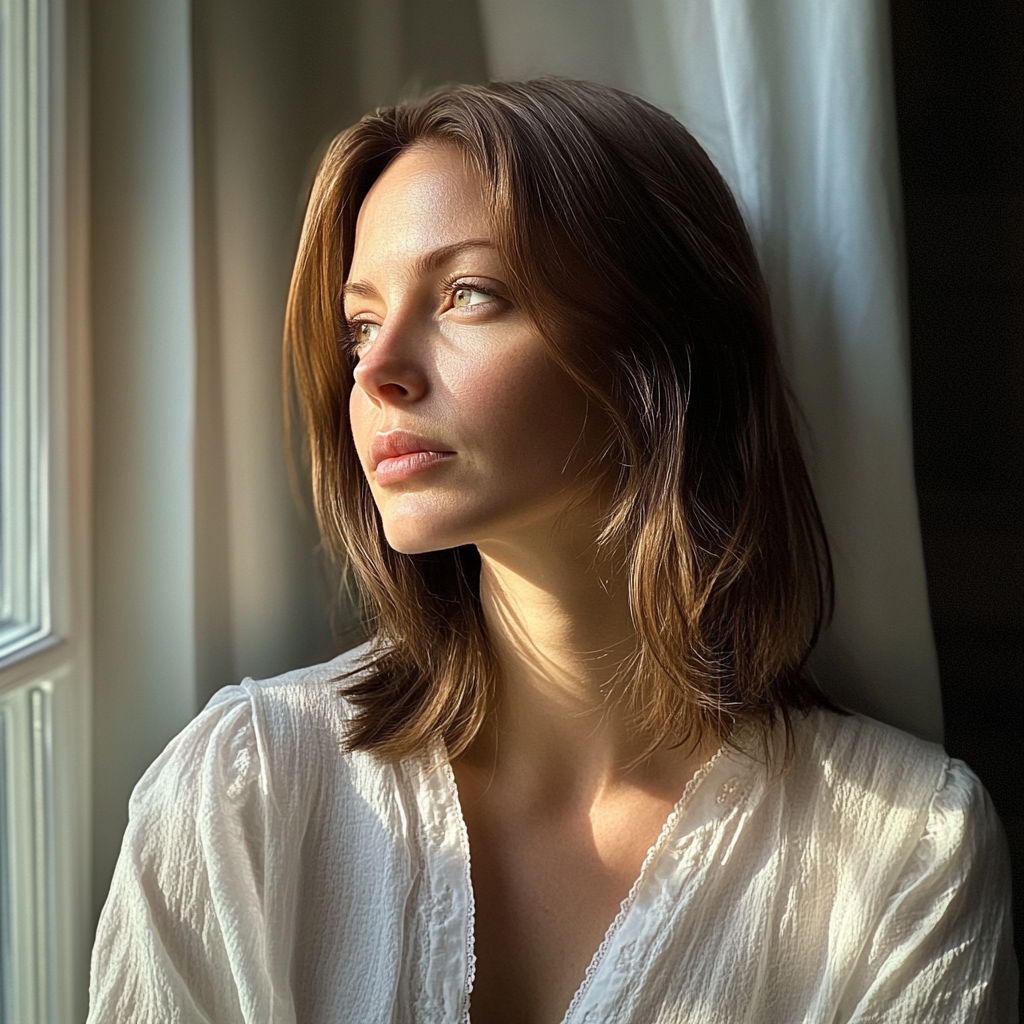 A woman standing by a window | Source: no source
