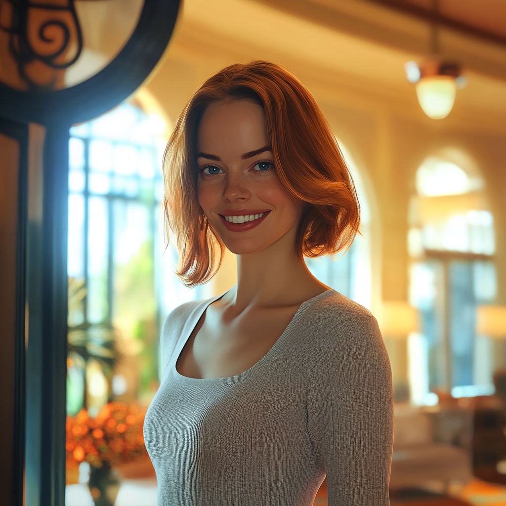 A woman smiling while looking straight ahead | Source: No source