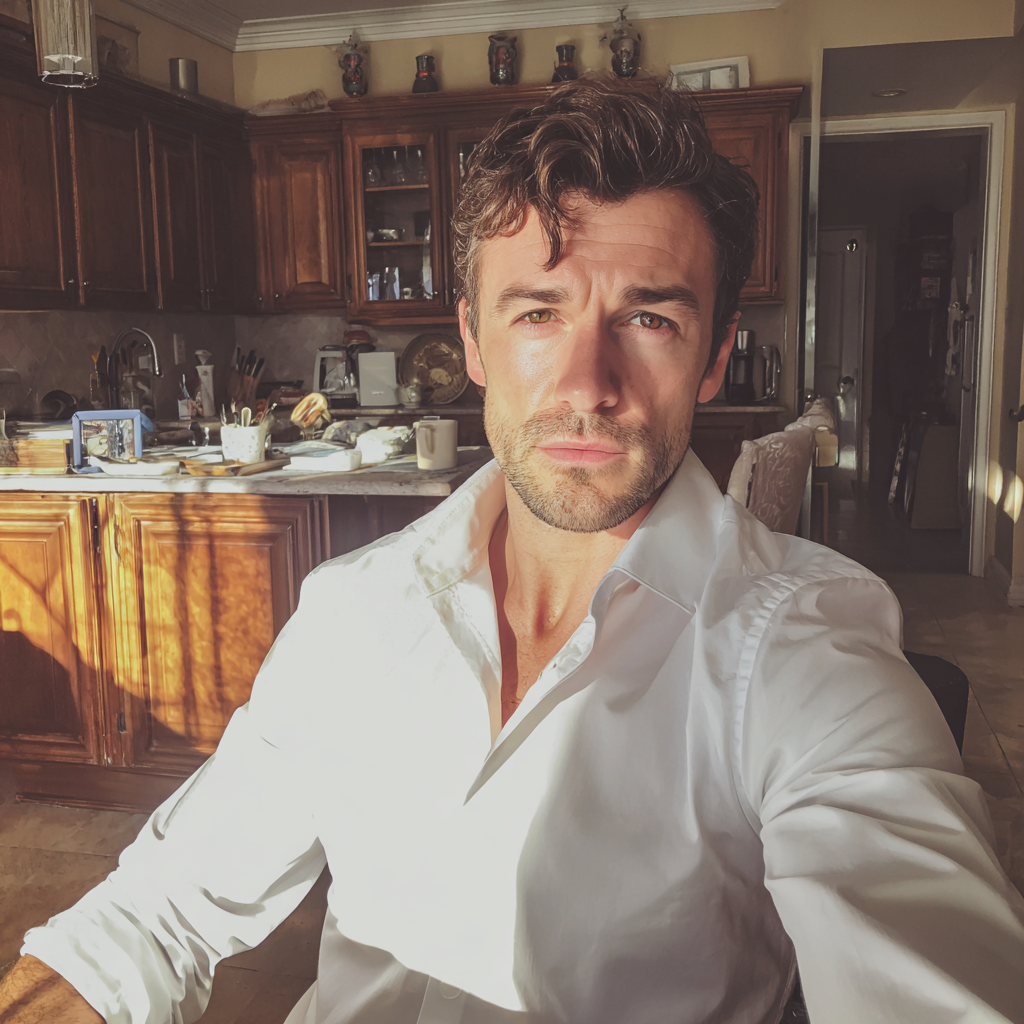 A man sitting at a table in a white dress shirt | Source: no source