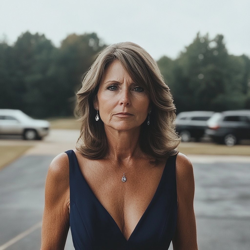 A woman standing in a parking lot | Source: no source