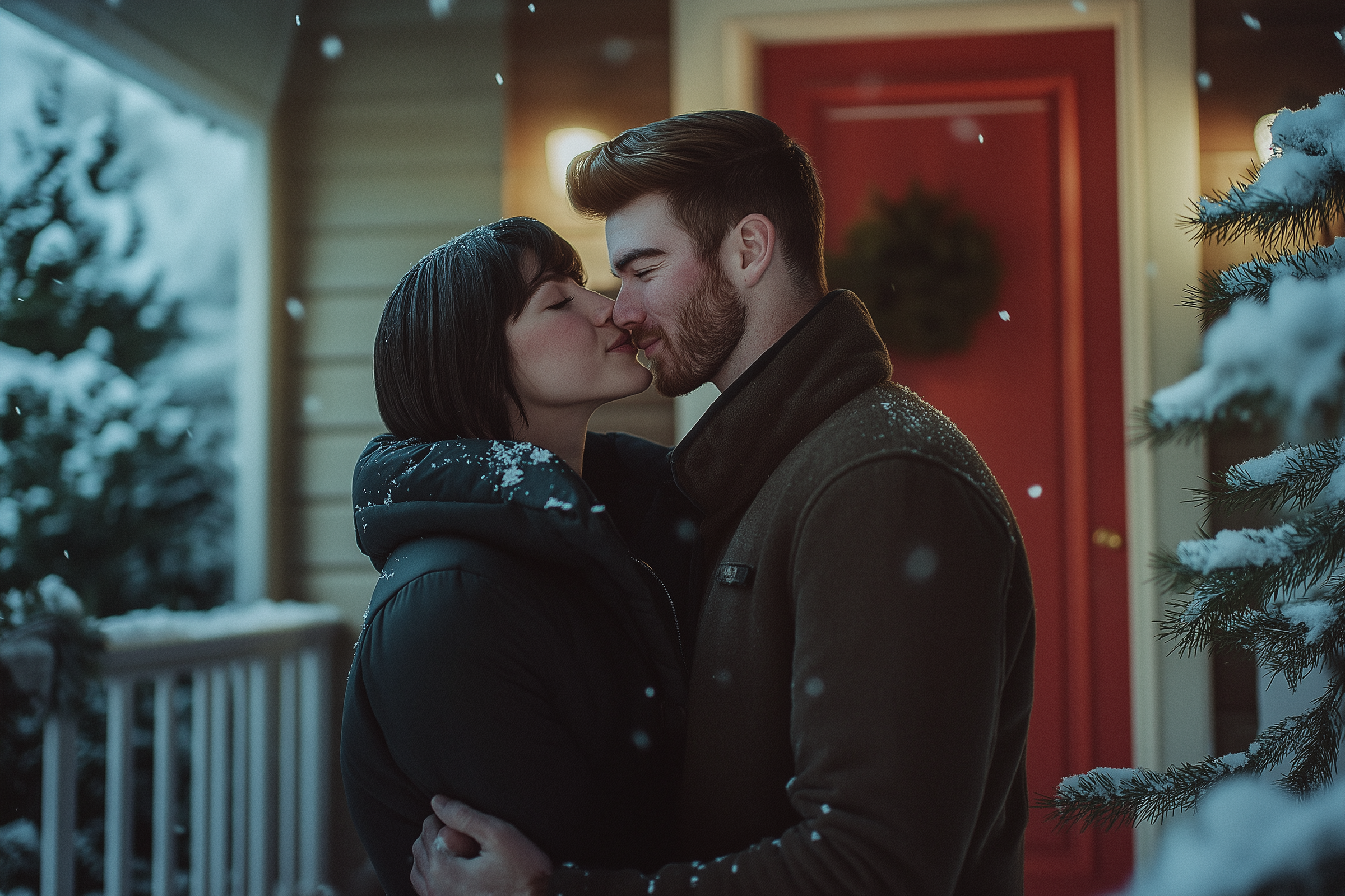 A couple kissing in the snow | Source: No source