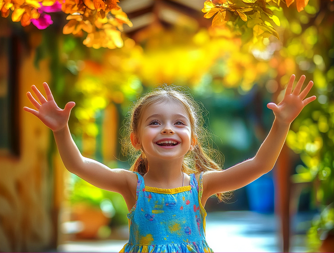An excited girl with her hands in the air | Source: No source