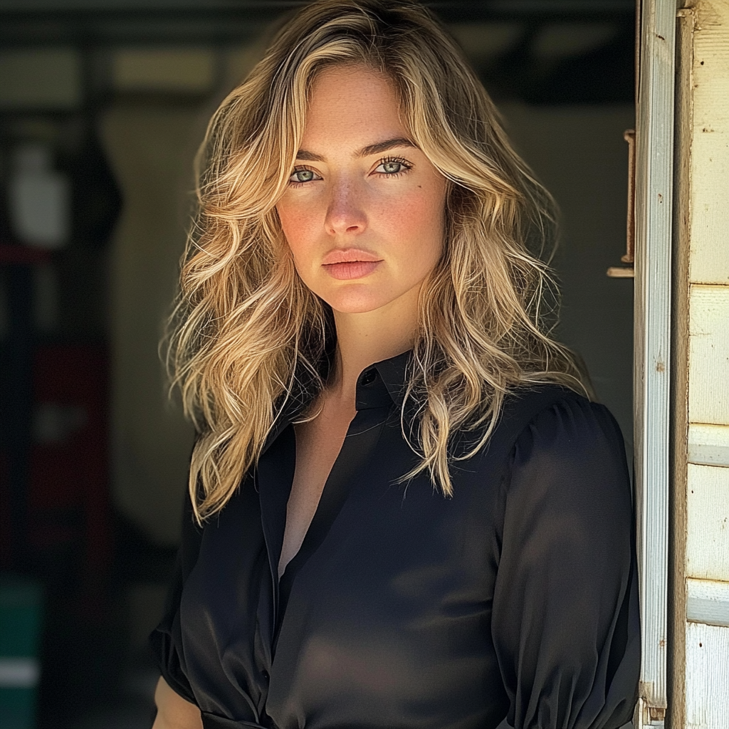 A close up of a woman in a garage | Source: no source