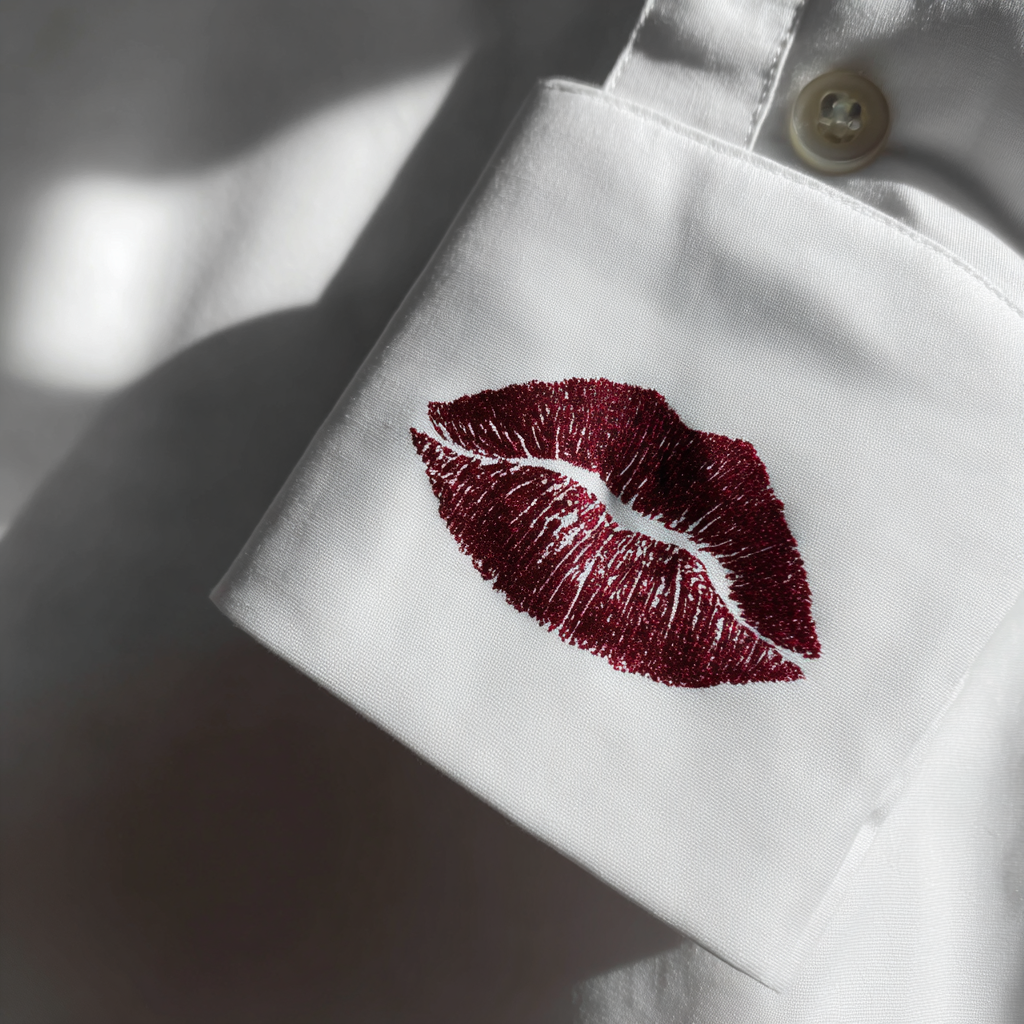 A lipstick stain on a white formal shirt | Source: no source