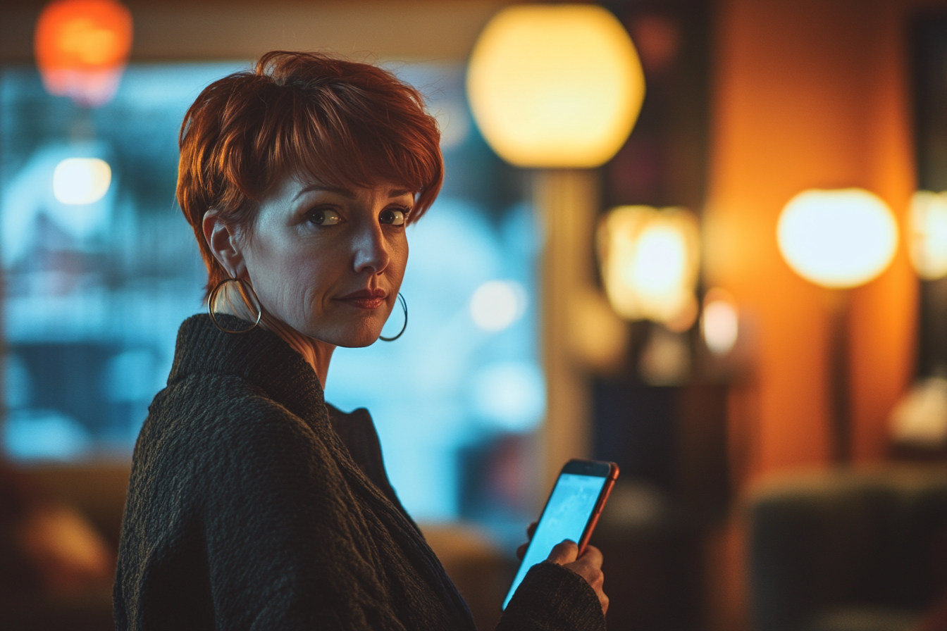 Woman in her late 30s holding a phone at home | Source: No source