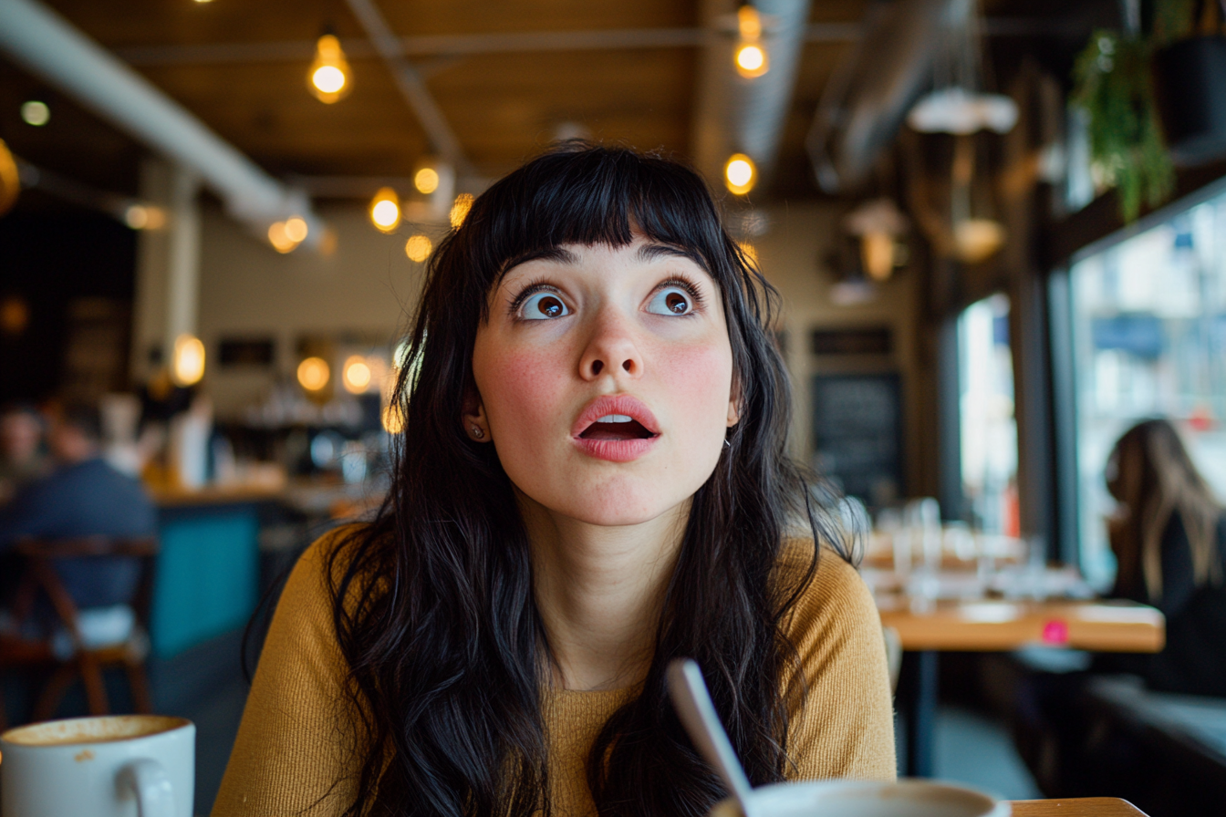 A woman staring up in surprise | Source: No source
