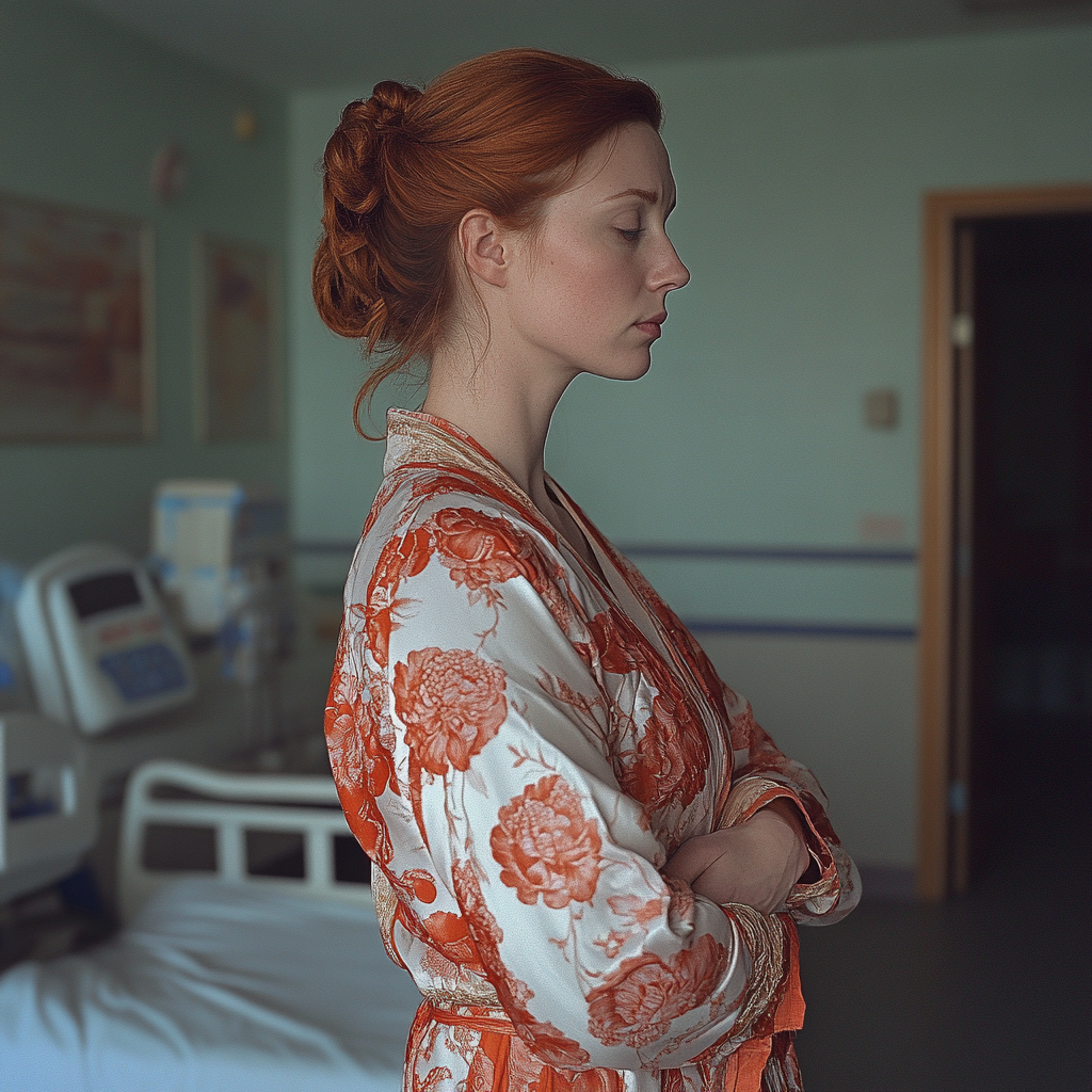 A serious woman in a maternity ward | Source: No source