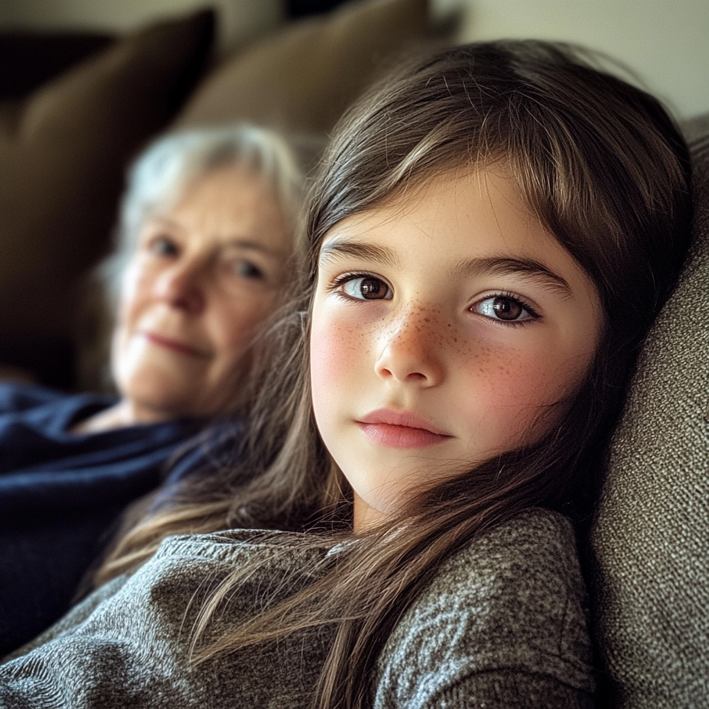 A little girl sitting with her grandmother | Source: No source