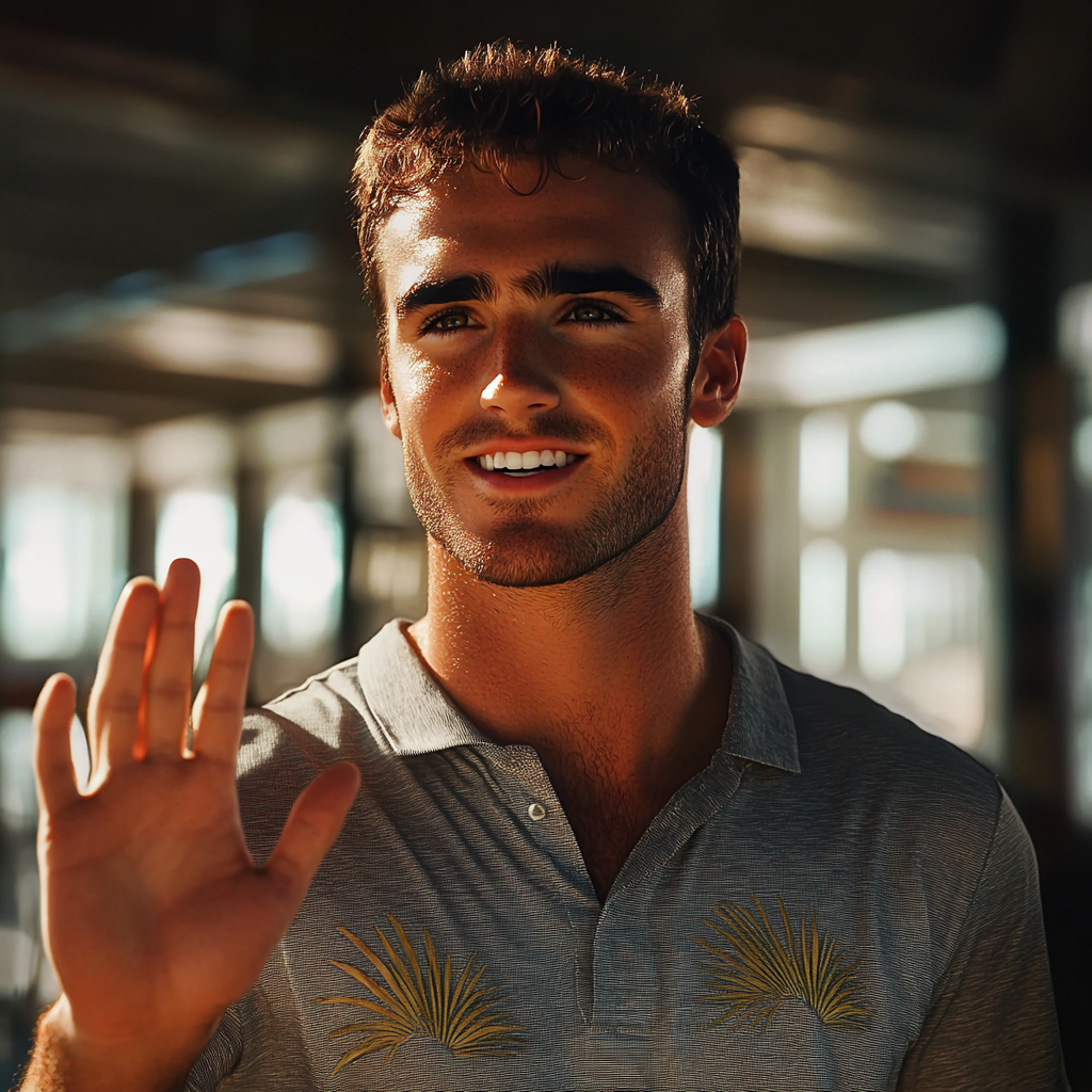 A man waving his hand | Source: No source