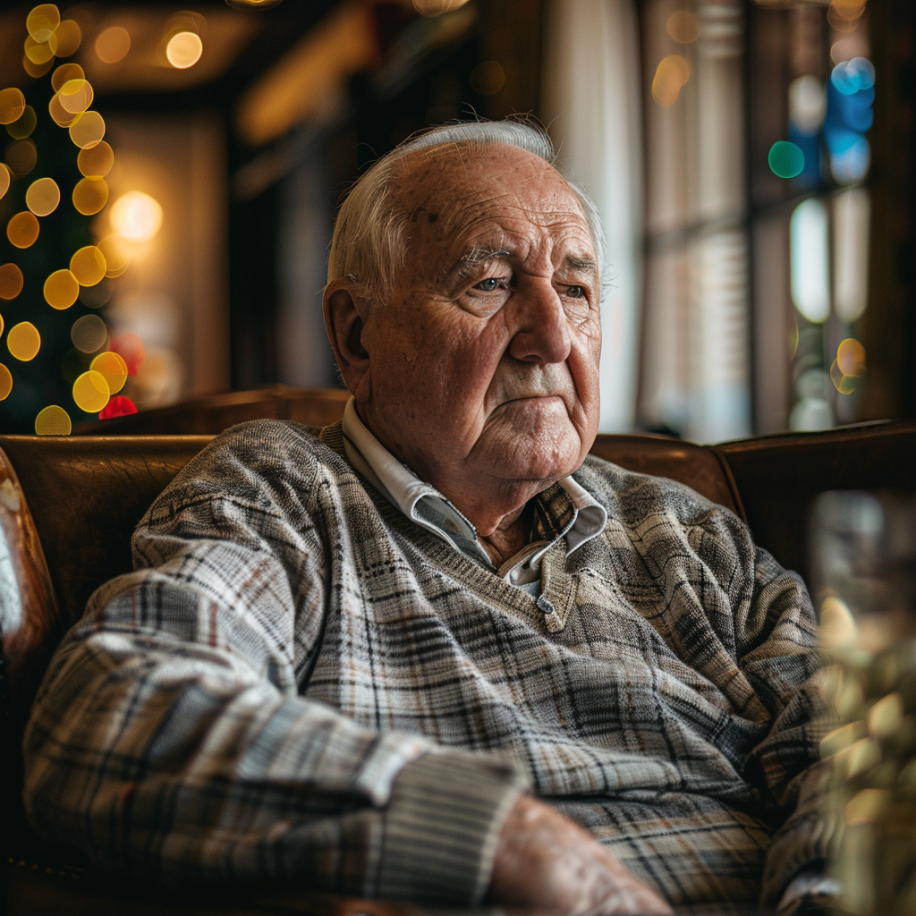 A sad grandfather sitting alone in a restaurant | Source: no source