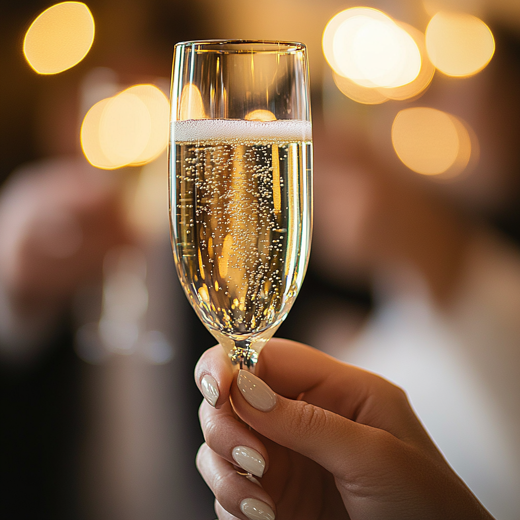 A woman holding a glass of champagne | Source: no source