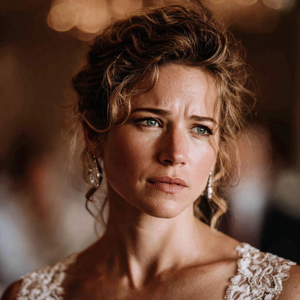 A close up of a worried and concerned bride | Source: no source