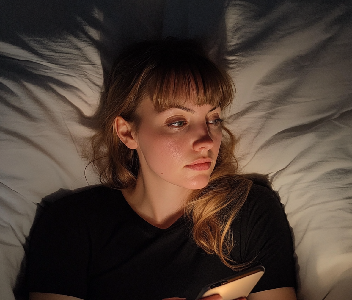 A woman using her phone in bed | Source: no source