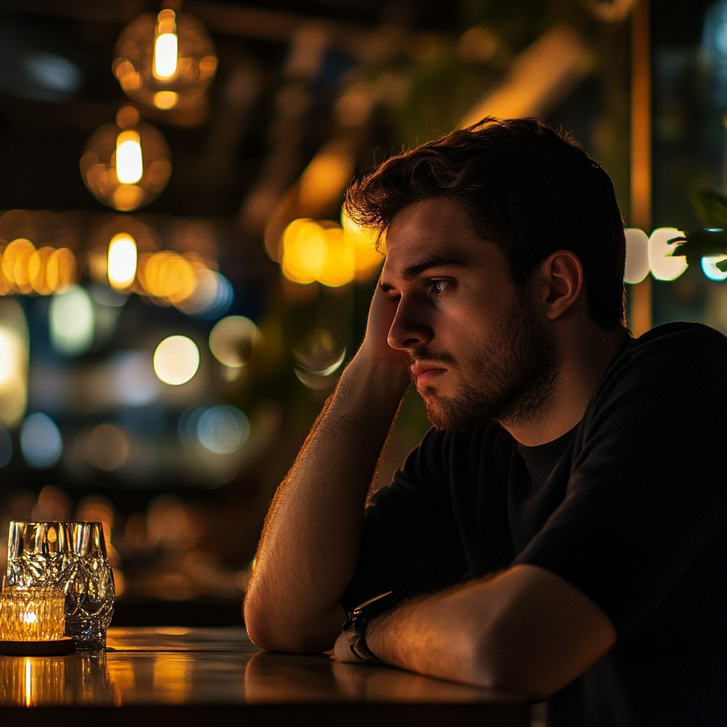 A sad man in a restaurant | Source: no source