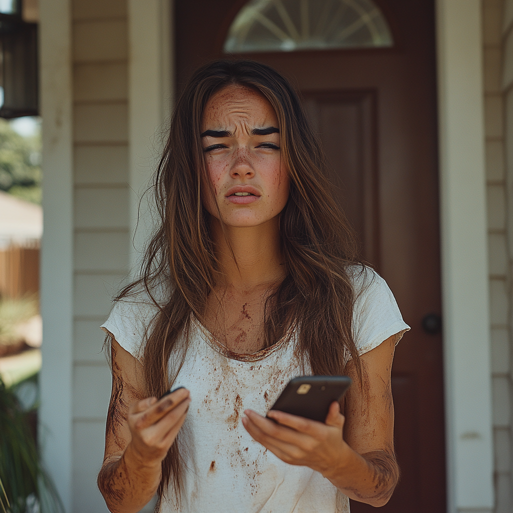 A woman holding out her phone | Source: No source