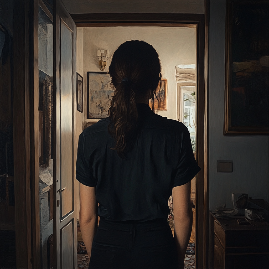 A woman walking into a room | Source: no source