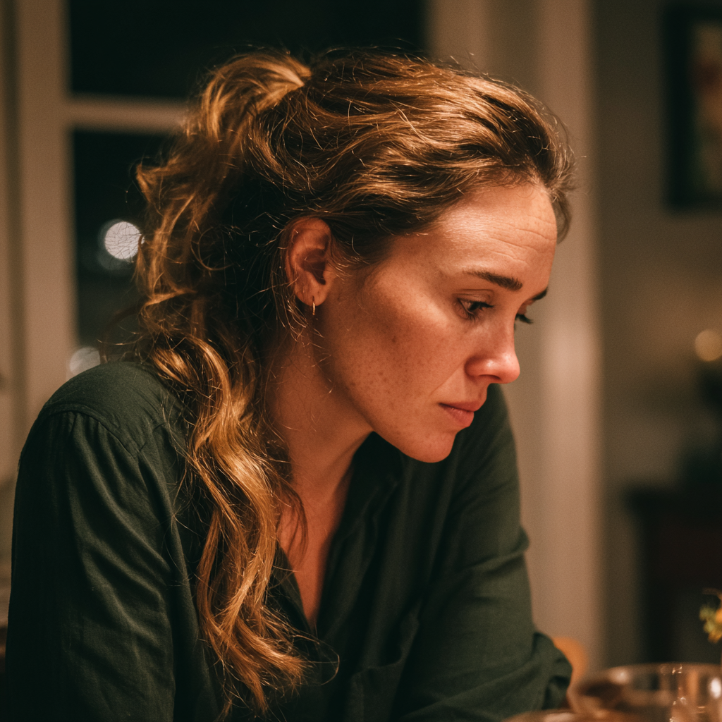 An upset woman wearing a green blouse | Source: no source