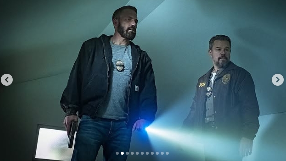 Ben Affleck and Matt Damon appeared as Miami narcotics officers in a still from "The Rip" shared in a post dated September 9, 2025. | Source: Instagram/netflixpt