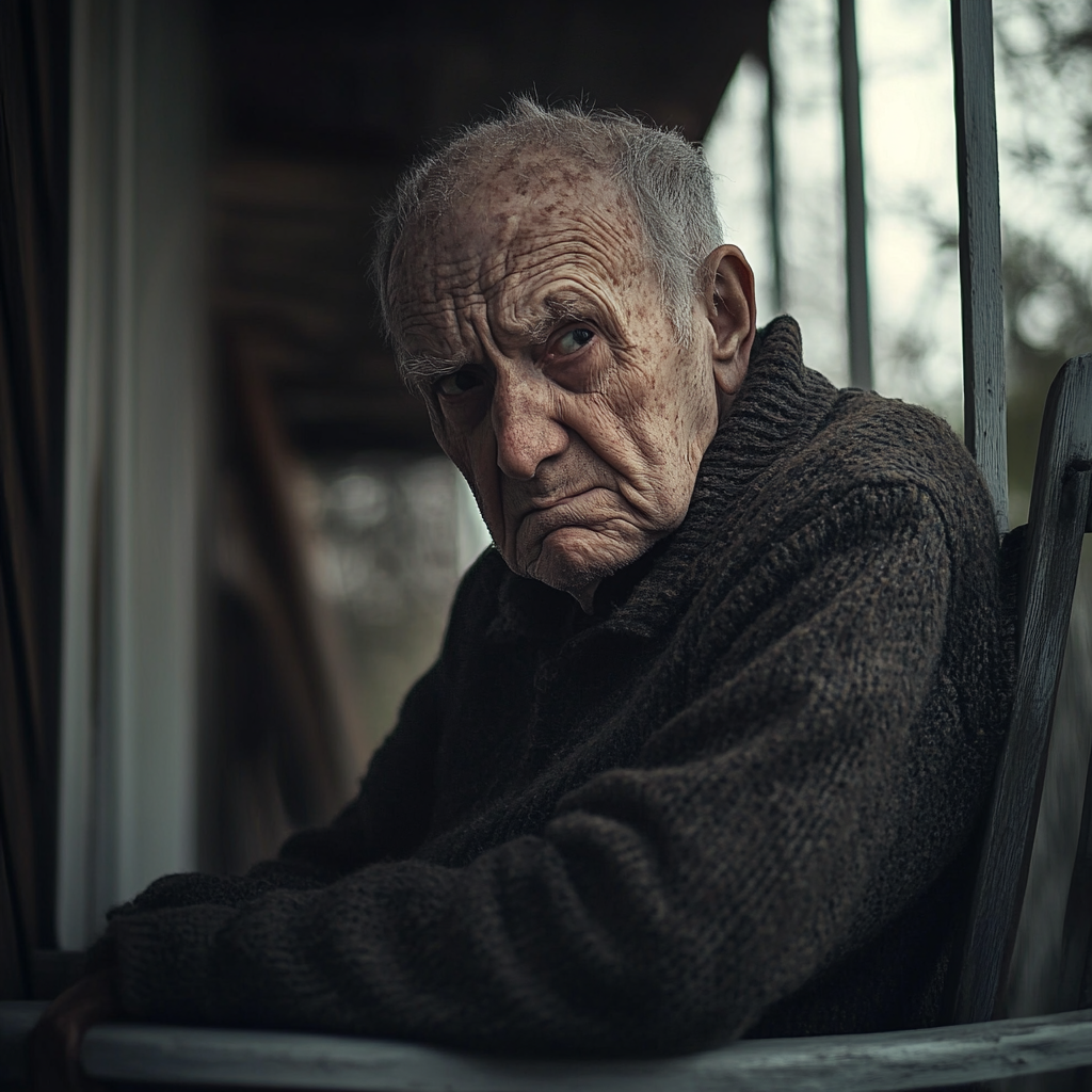 An angry elderly man on the porch | Source: No source