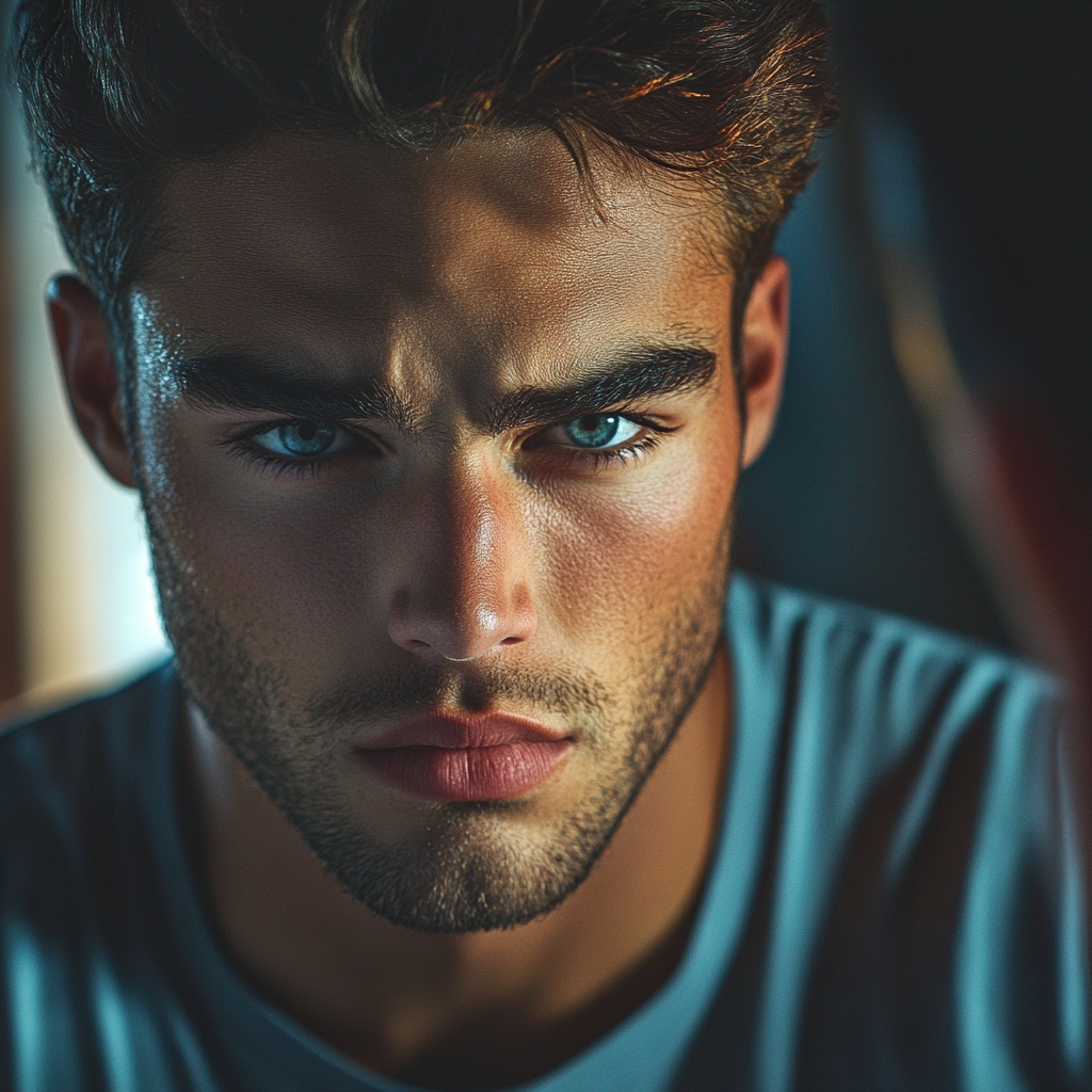 An angry man staring at someone | Source: No source
