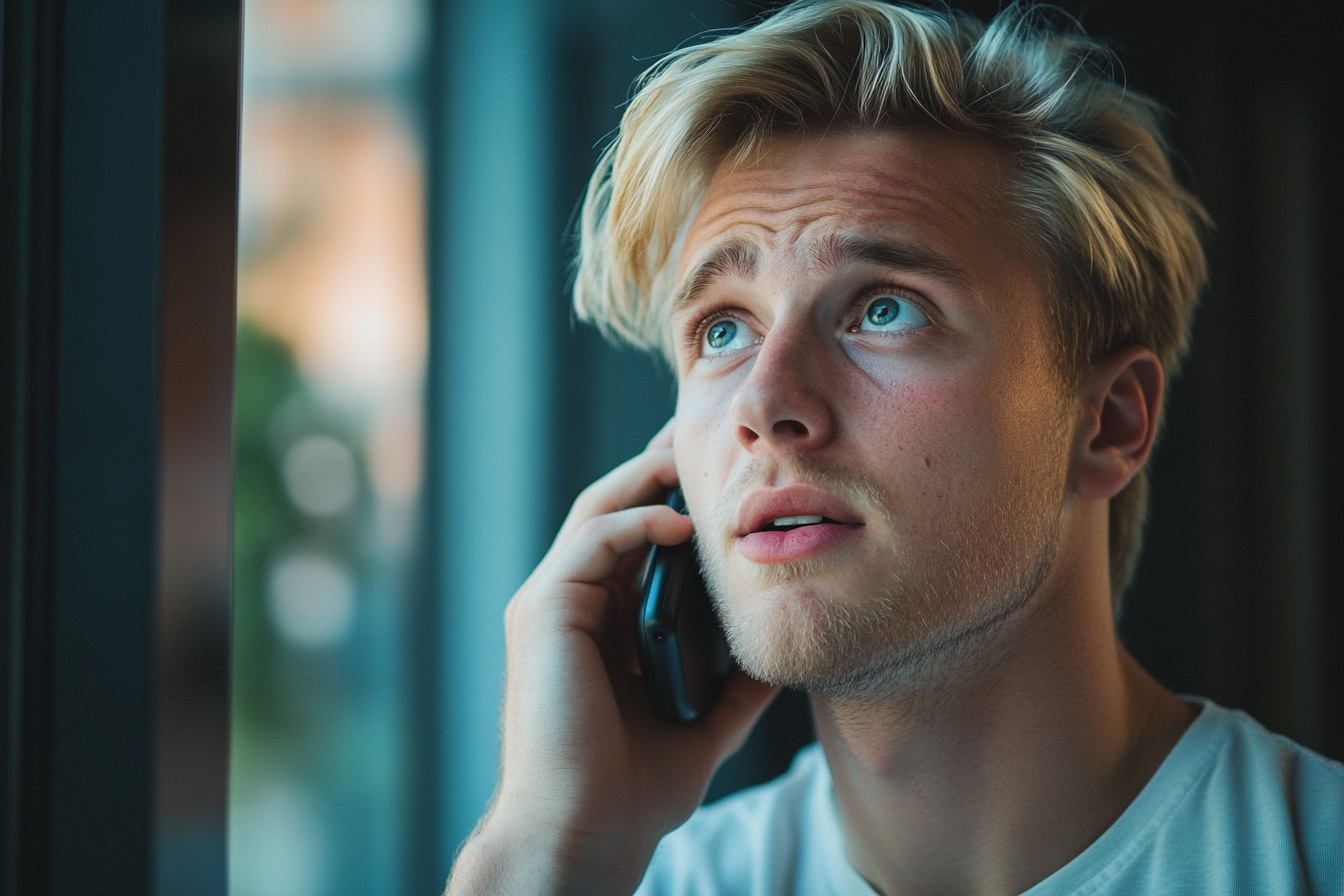 A concerned-looking man speaking on his cell phone | Source: No source