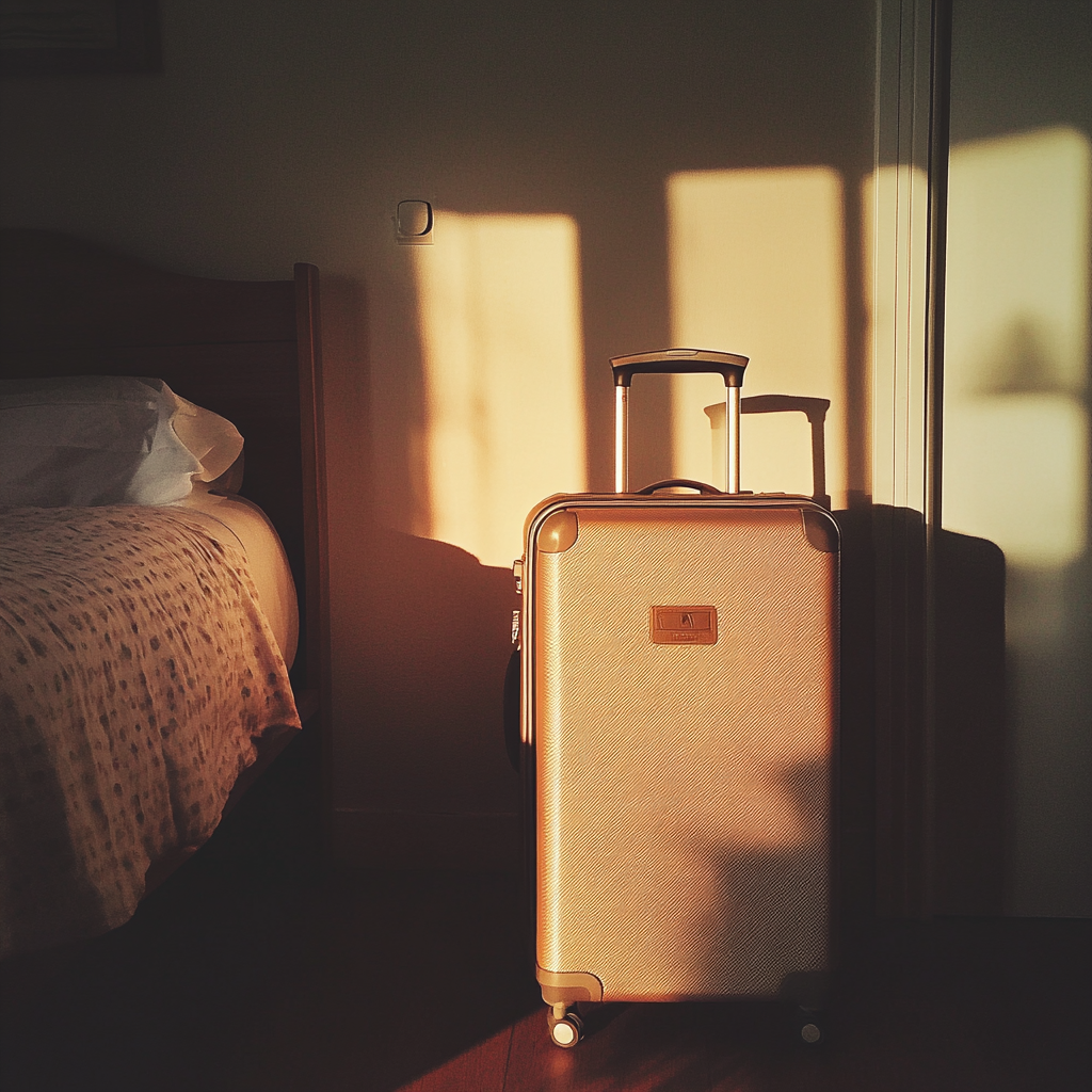 A suitcase in a bedroom | Source: No source