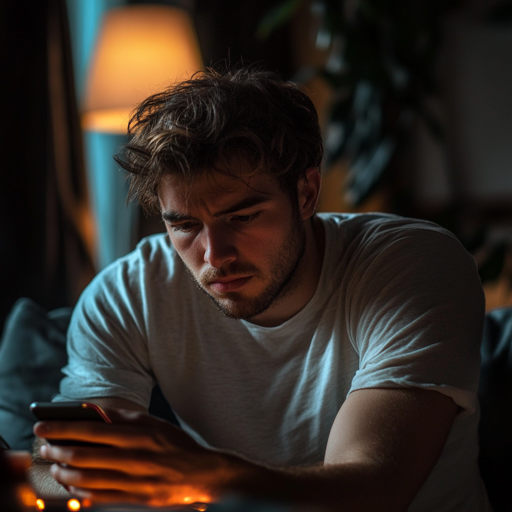 Man reading a text from his phone | Source: no source