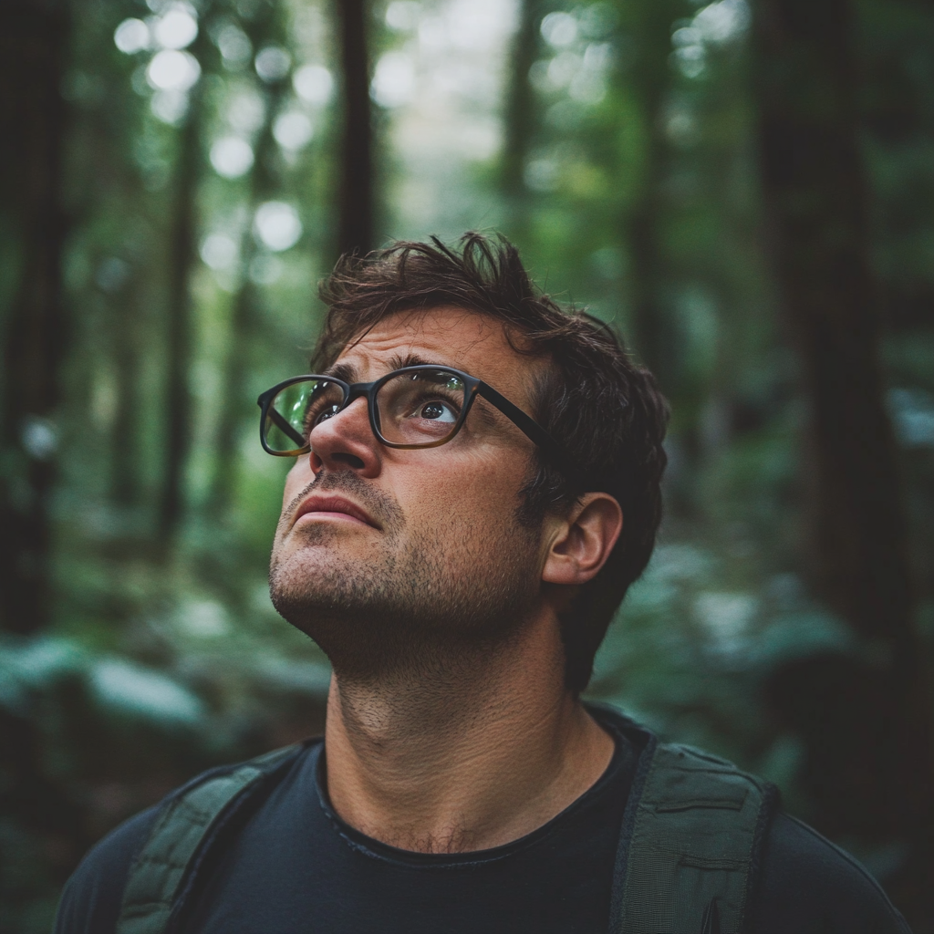 A man standing in a forest | Source: No source
