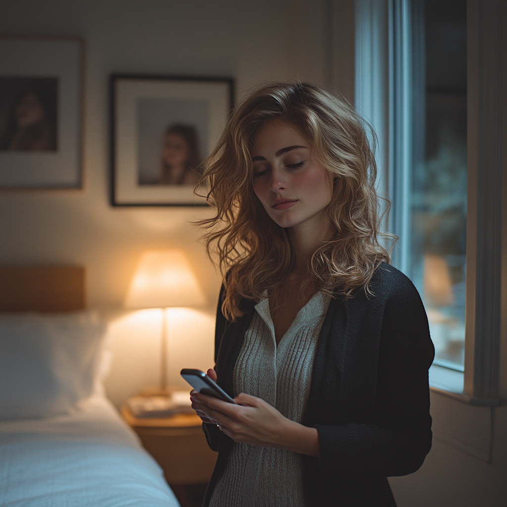 A woman looking at her phone | Source: No source
