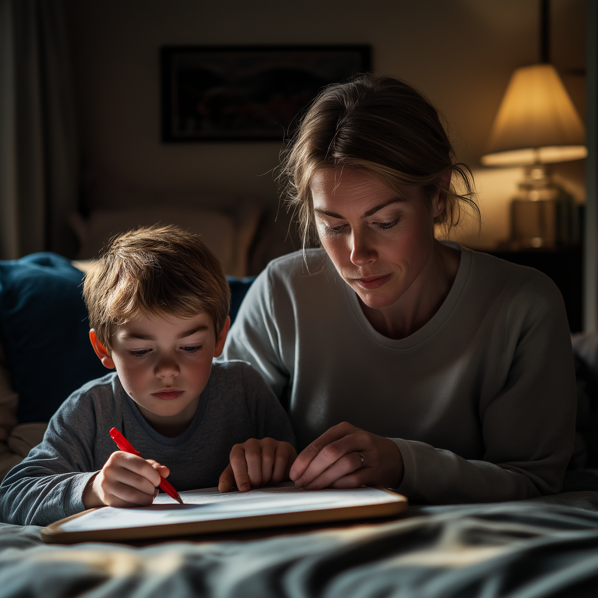 A woman helping a young boy with homework | Source: no source