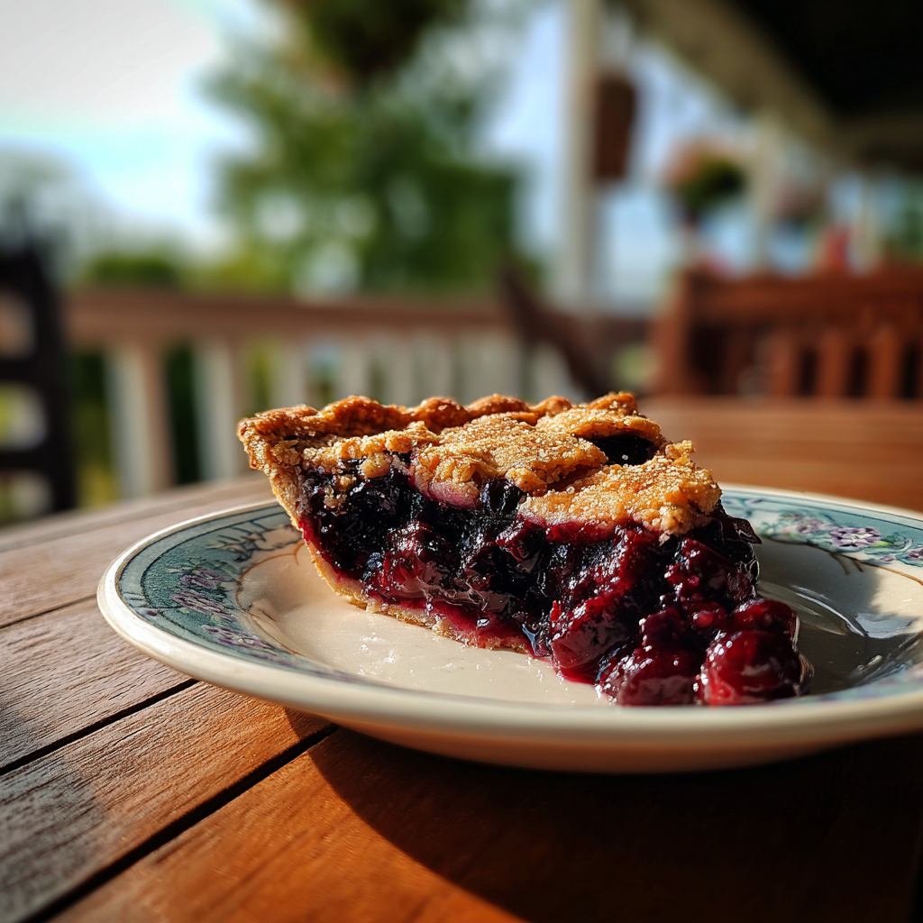 A slice of pie on a table | Source: No source
