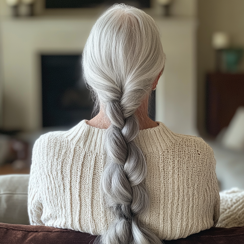 An older woman sitting on a couch | Source: No source