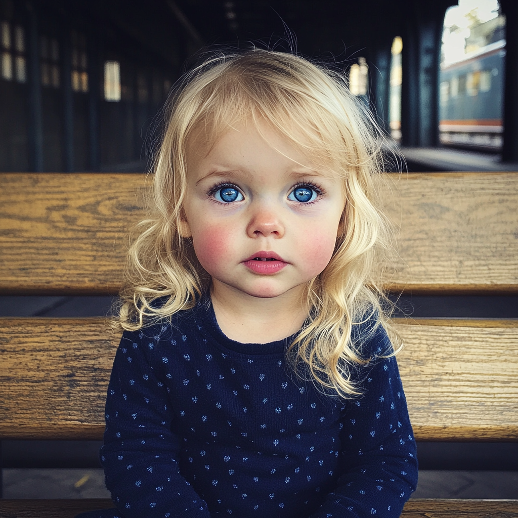 A child sitting on a bench | Source: no source