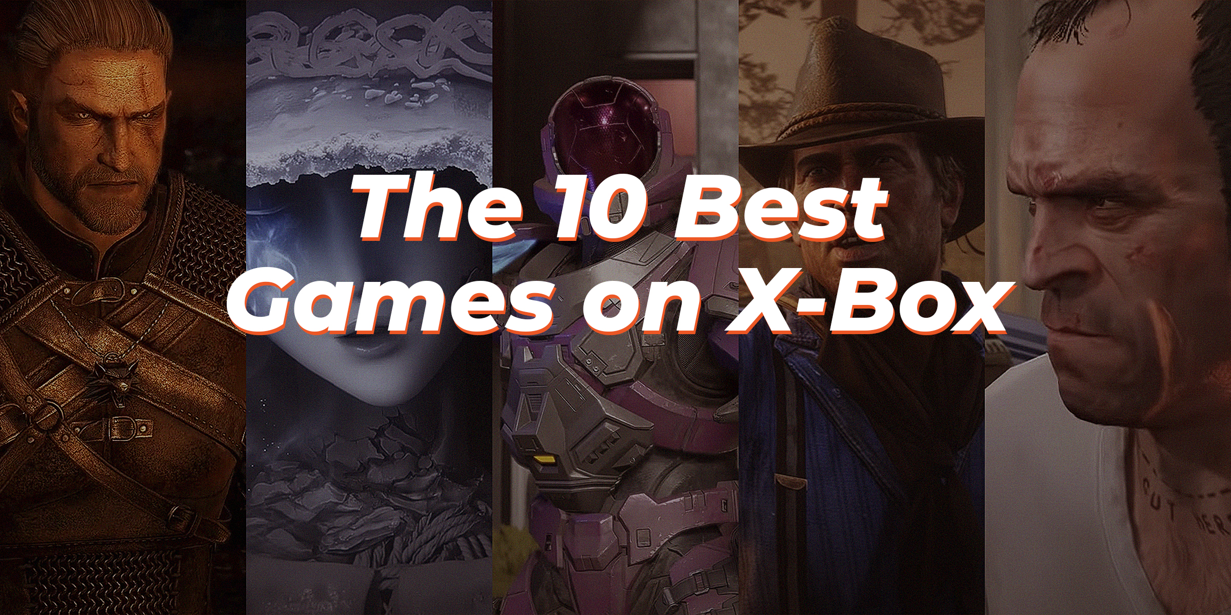 Characters from different games with overlay text reading, "The 10 Best Games on X-Box | Image: youtube.com/xbox