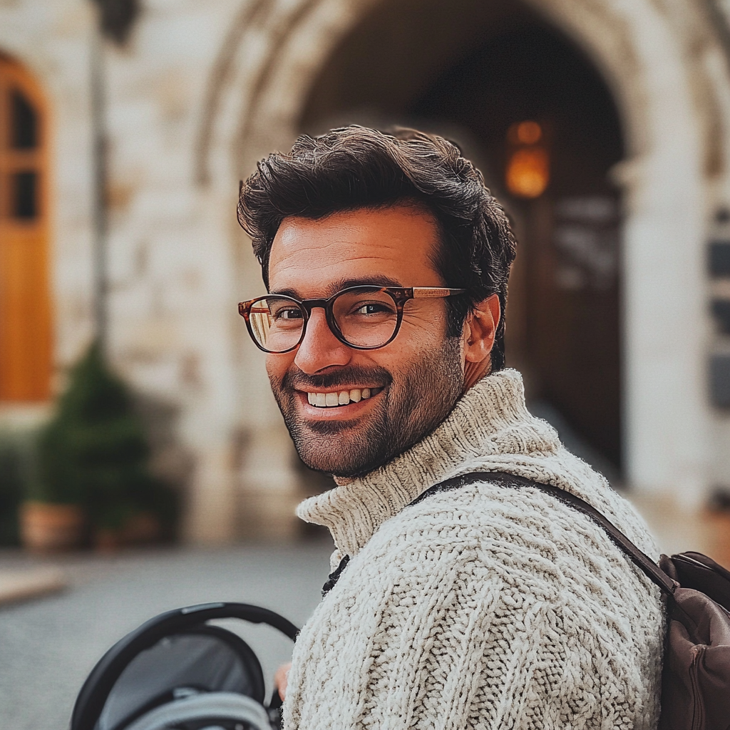 A man standing outside a church | Source: no source