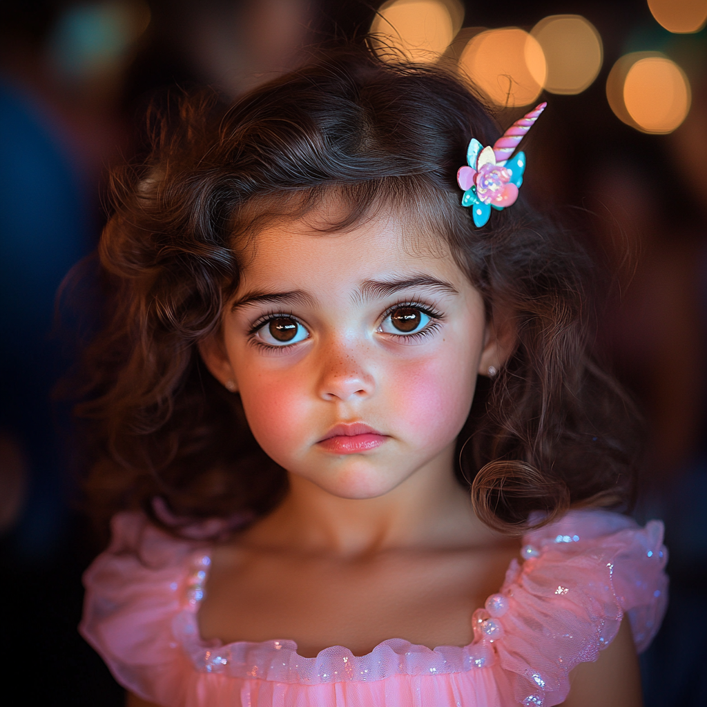 A little girl looking serious and concerned | Source: no source