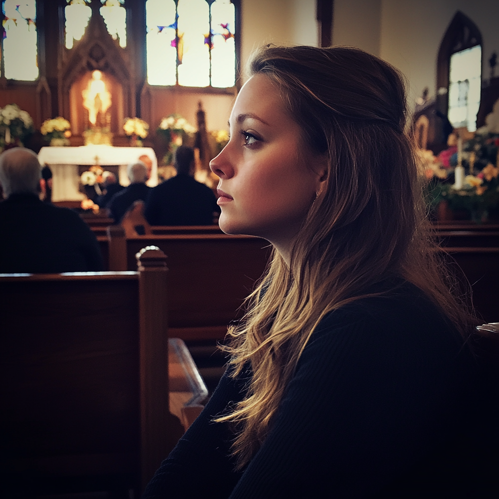 Younng lady at her father's funeral | Source: No source
