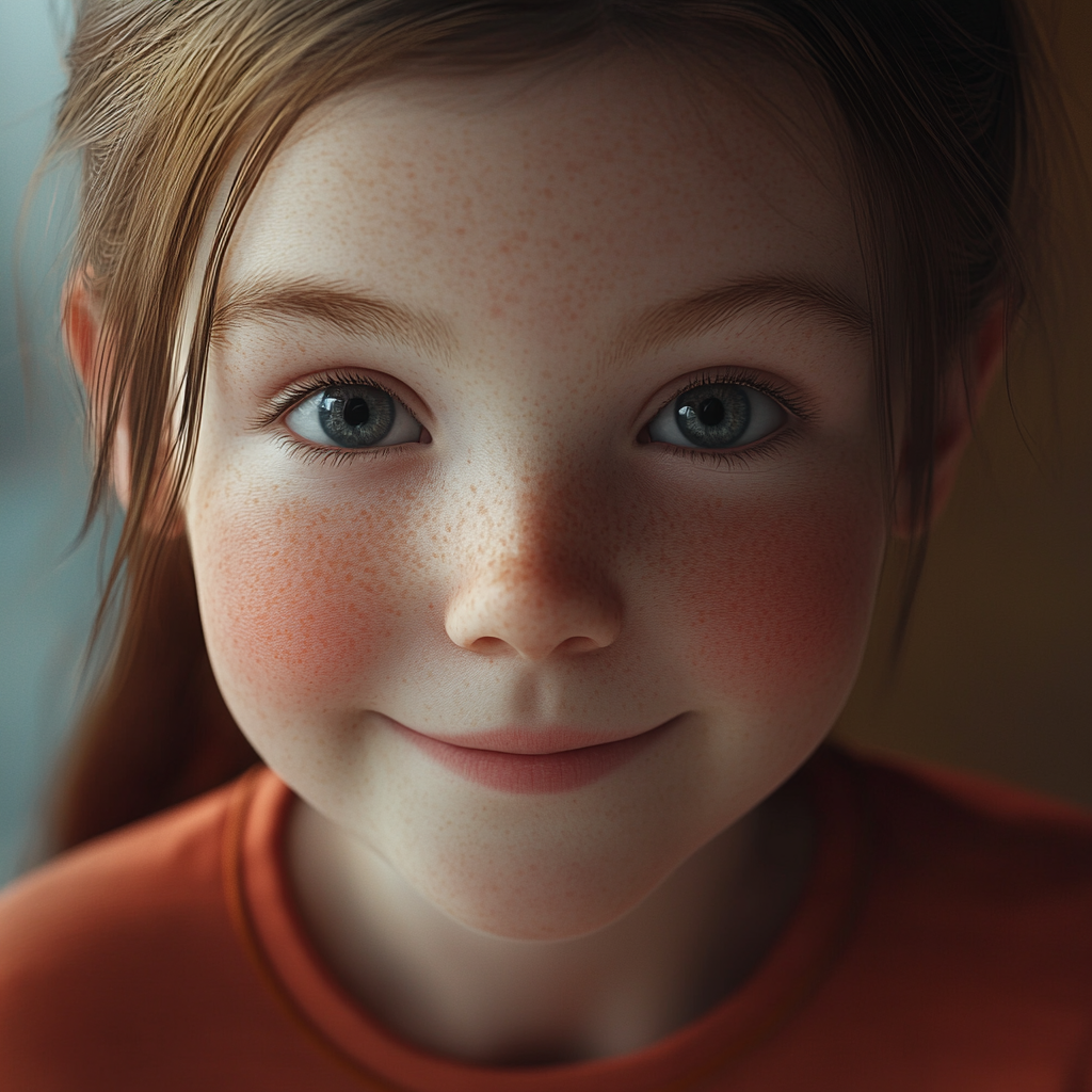 A little girl looking straight ahead | Source: No source