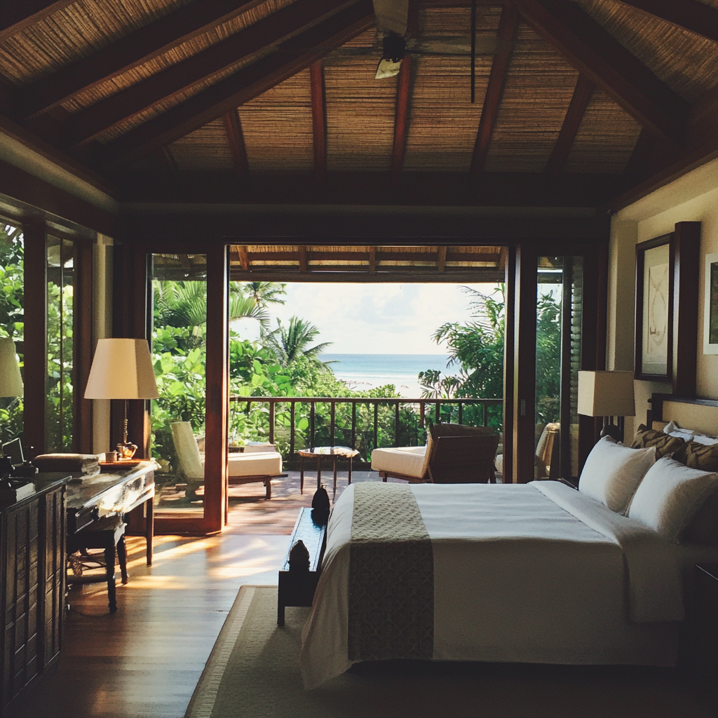 A bedroom at a beach resort | Source: no source