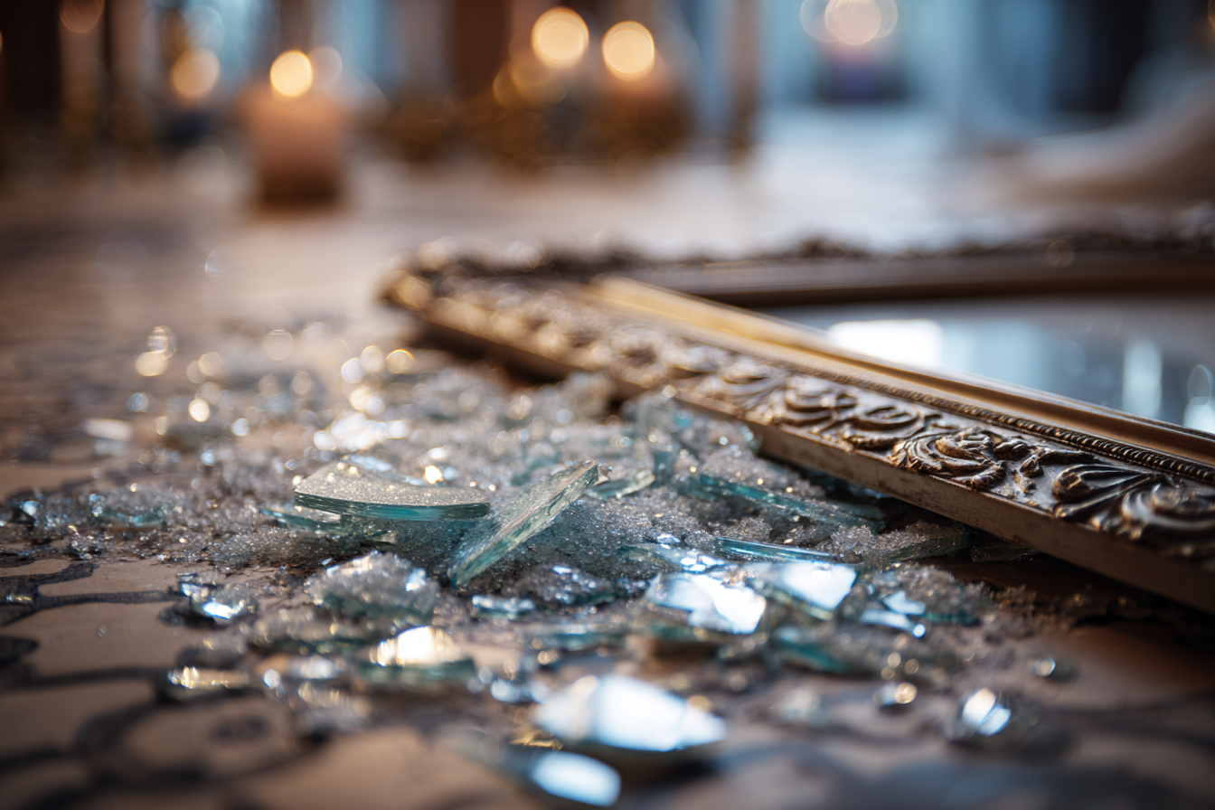 A broken frame on the floor | Source: No source
