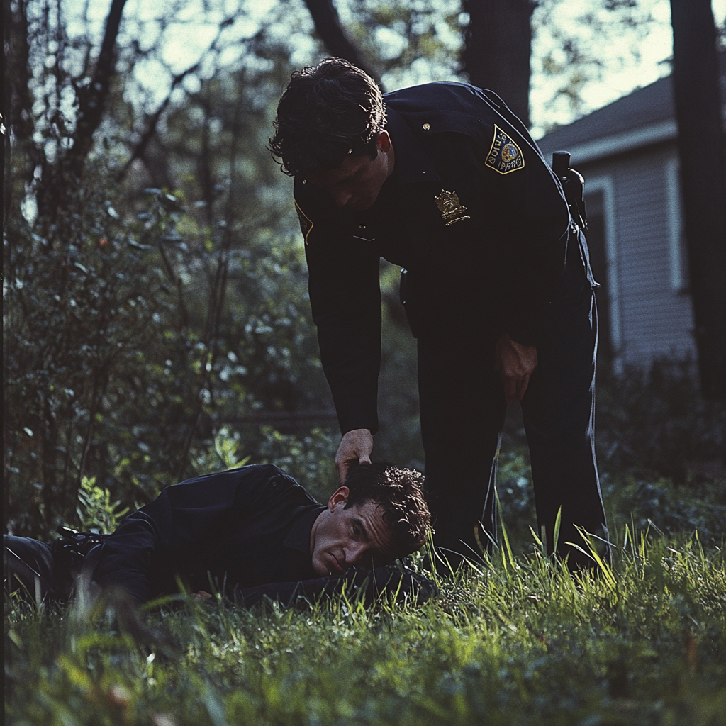An intruder apprehended by a cop | Source: No source