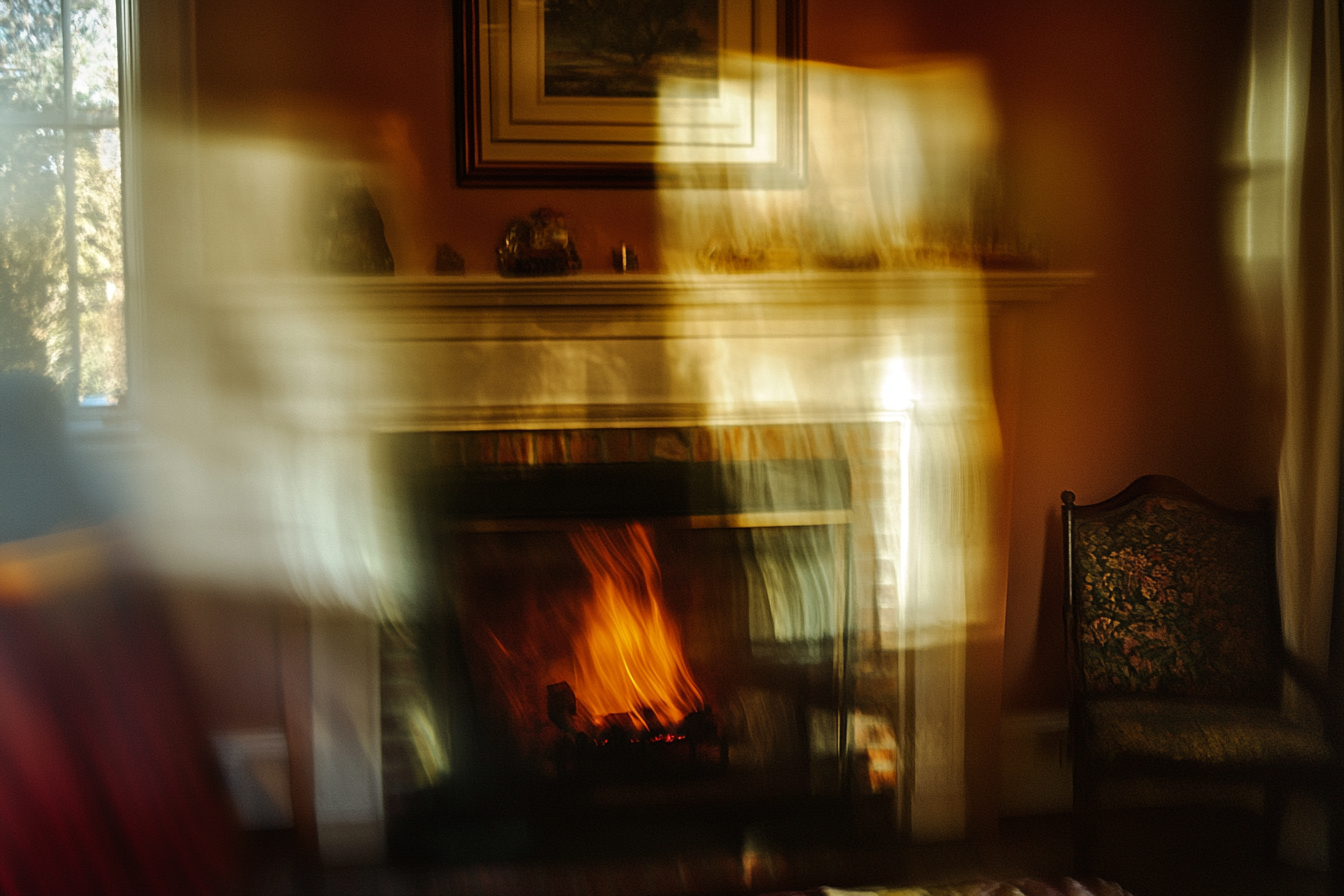 Wave of heat from a living room fireplace | Source: No source