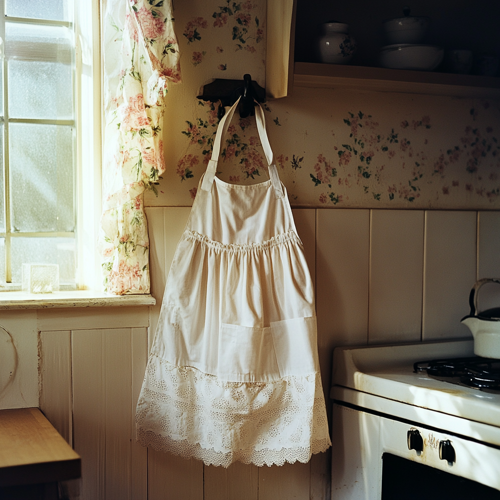 AN apron hanging in a kitchen | Source: no source