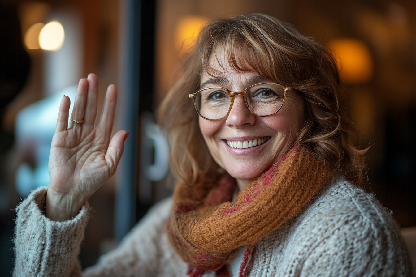 A woman waving | Source: no source