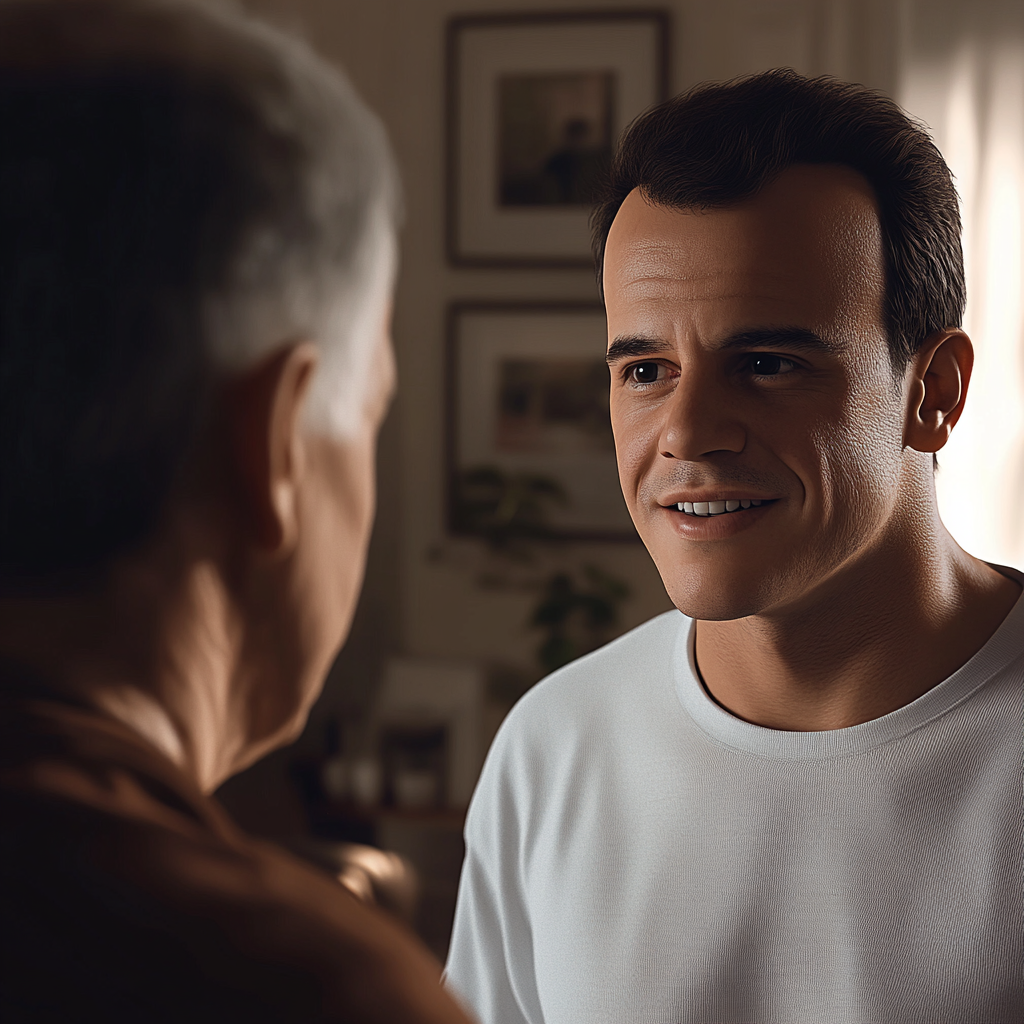 A man talking to his father | Source: no source
