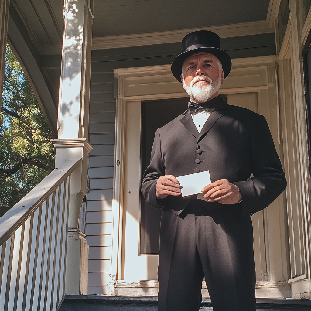 A chauffer holding a note | Source: No source