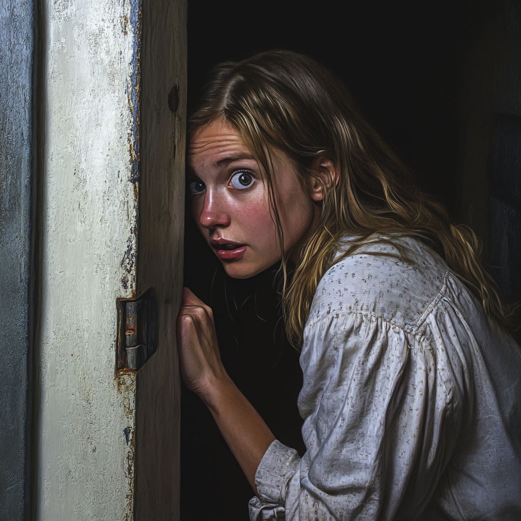 A shocked woman in the basement | Source: No source